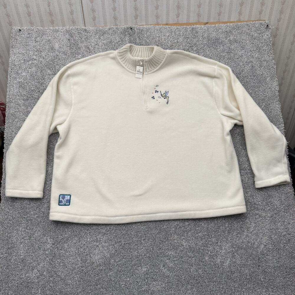 Disney‎ Fleece Jacket Tinker Bell Women 4X Plus 1/4 Zip 90s Vintage Cottagecore